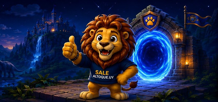 León de SaleAlToque frente a un portal de aventuras