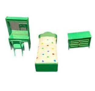 Dormitorio para casa de muñecas color verde