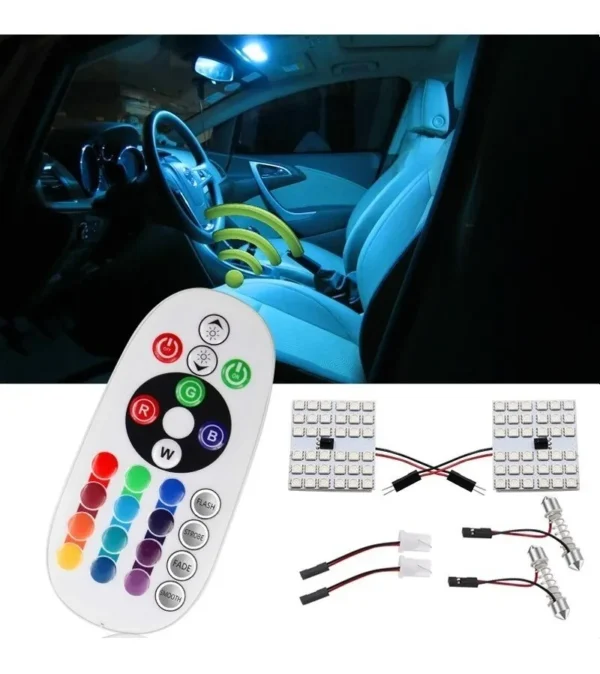 Led Rgb Plaqueta C/control Remoto X2 36 Luces Interior Auto - Imagen 2