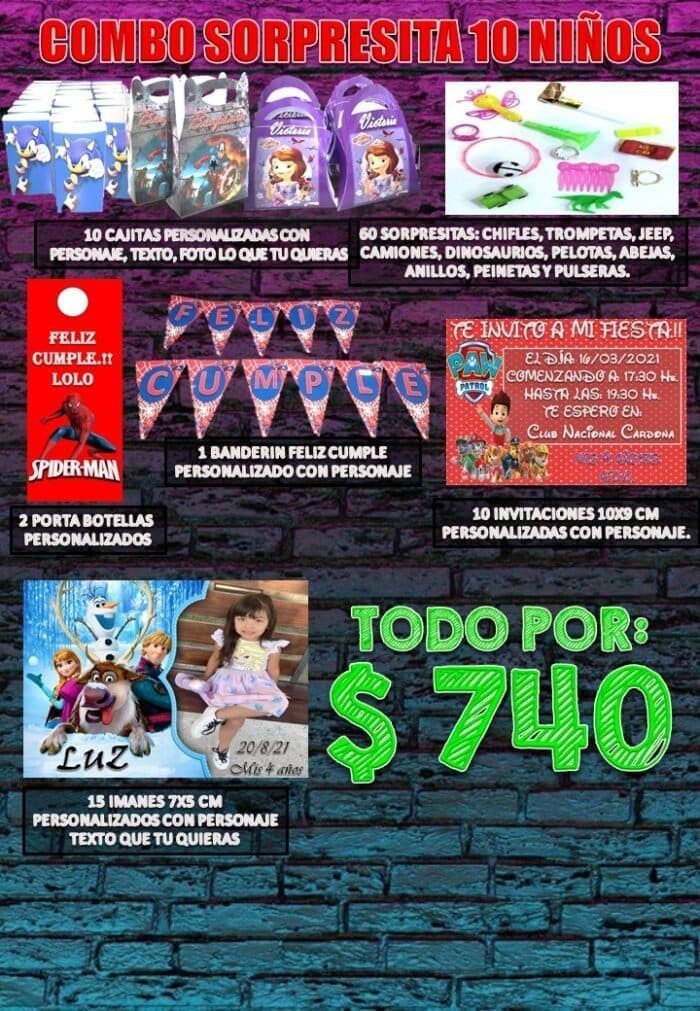 Combo sorpresitas 10 niños