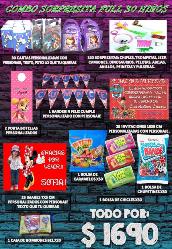 Combo sorpresitas 30 niños full