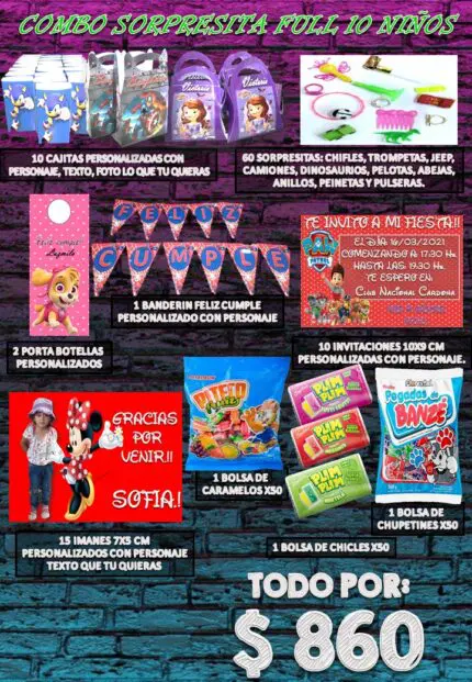 Combo sorpresitas full 10 niños