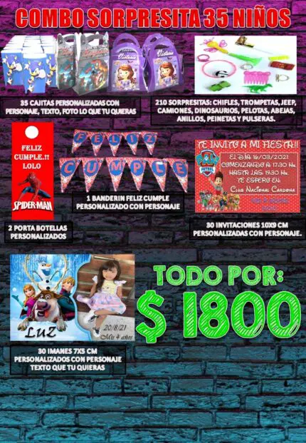 Combo sorpresitas 35 niños
