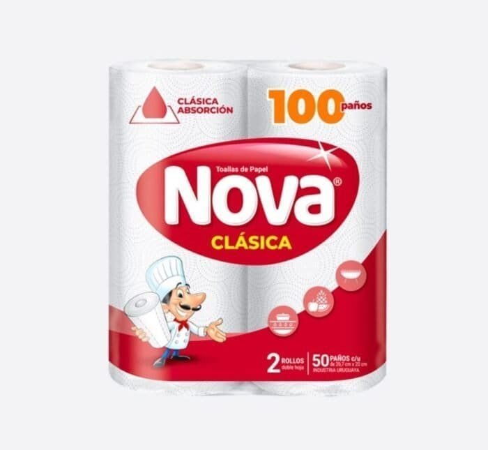 Papel De Cocina 20 rollos (50 Paños) Nova Clásica