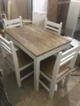 Juego De Comedor De Madera Maciza Blanco Combinado