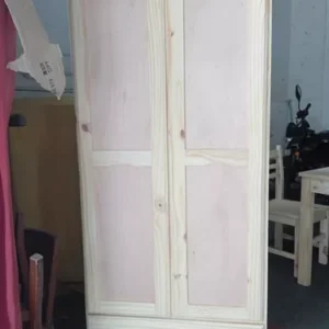 Ropero De Madera De 2 Puerta Y 2 Cajones Sin Lustre