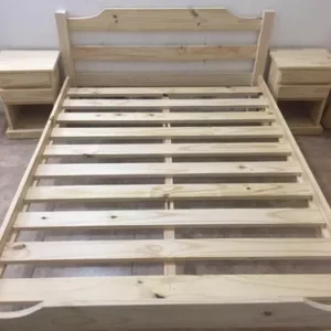 Combo Cama De 2 Plaza De Madera Maciza Y 2 Mesa De Luz