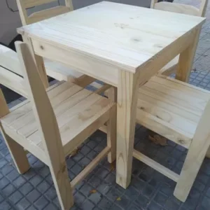 Juego De Comedor De Madera Maciza Sin Lustre