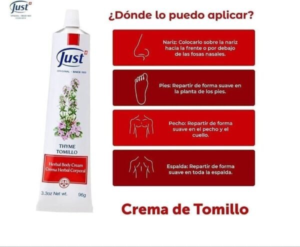 Crema de Tomillo Just 96 g - Imagen 3