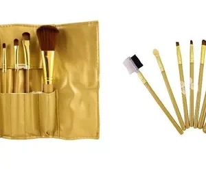 Pinceles Para Maquillaje X7 En Estuche De Cuerina