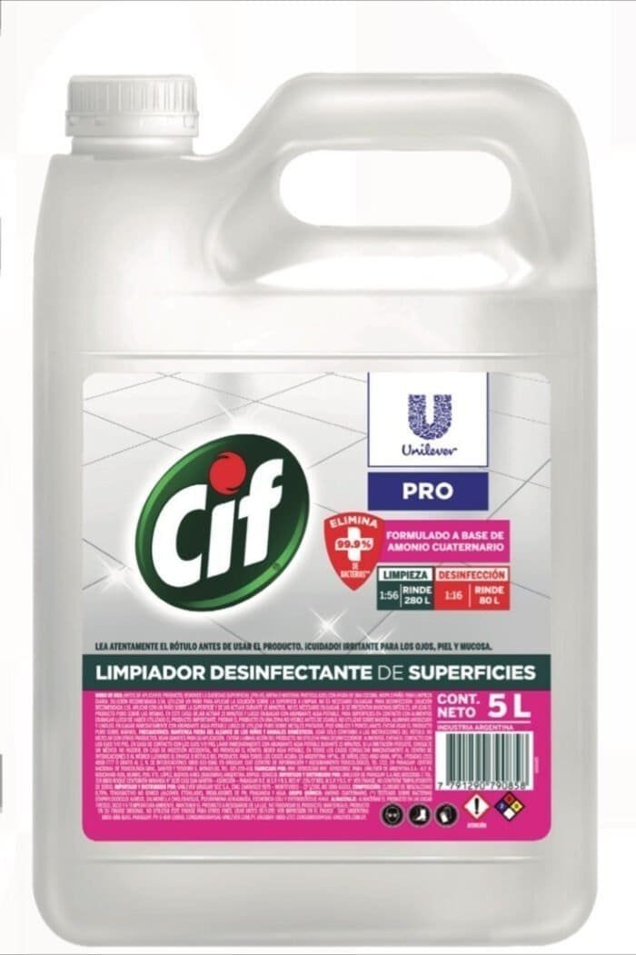 Limpiador Cuaternario Desinfectante Cif 5 Lt