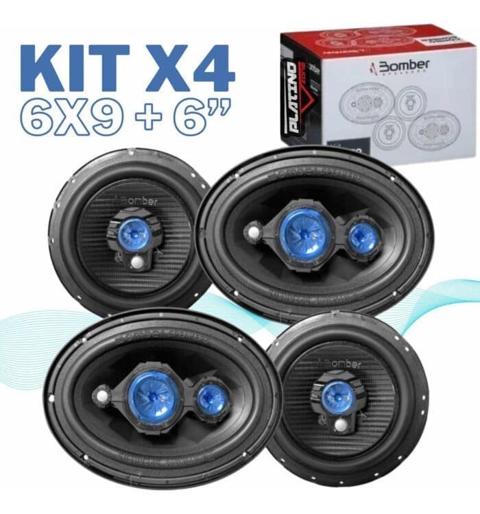 Kit De 4 Parlantes Bomber / 2 6x9 + 2 6 / 70w Rms