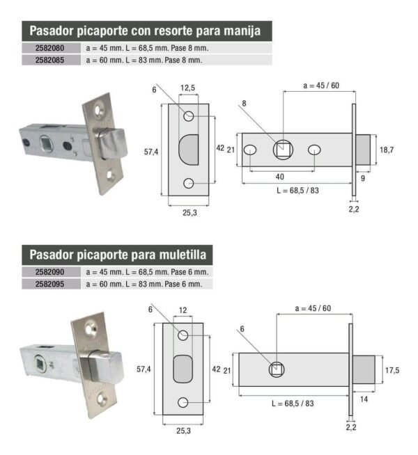 Pestillo O Pasador Para Manija O Muletilla - Imagen 3