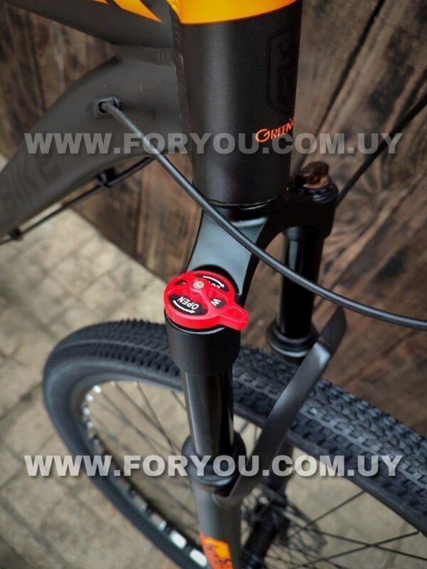 Bicicleta Montaña Rodado 29 Aluminio con Bloqueo Greenbike XT 170 Gris Naranja - Imagen 3