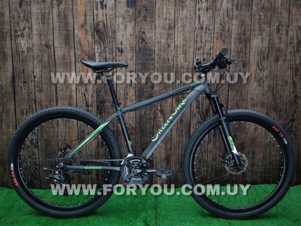 Bicicleta Montaña Rodado 29 Aluminio Greenbike X100 Gris Verde - Imagen 2