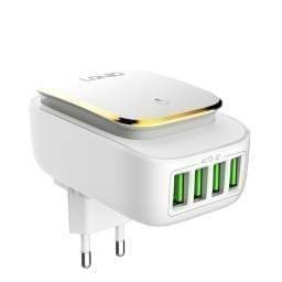A4405   Cargador Pared 4.4A  4 USB  Luz LED  Tipo C  Blanco  LDNIO