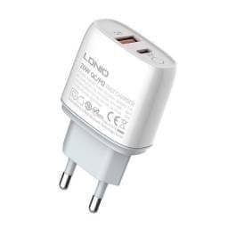 A2424C   Cargador Pared Tipo C - Lightning  PD20W/QC3.0  Carga R�pida  Blanco  LDNIO