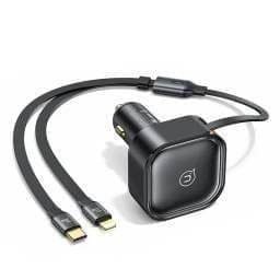 CC219   Cargador Auto C41 2en1  30W  Tipo C + Lightning Retr�ctil  Negro  USAMS