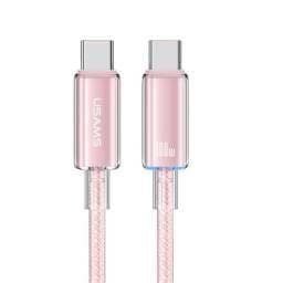 SJ660   Cable de Datos Transparente  USB C a Tipo C 100 W  1.2M  Rosado  USAMS