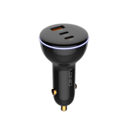 C102 Cargador Auto 160W   Tipo C a Tipo C  PD30W+PD30W+QC100W  Negro  LDNIO