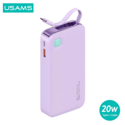 CD225 Power Bank 20W 10000mAh Cable Retractil Lightning Violeta USAMS
