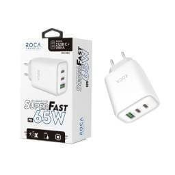 Cargador ROCA 65W   SuperFast  2 USB C + 1 USB A  Sin Cable