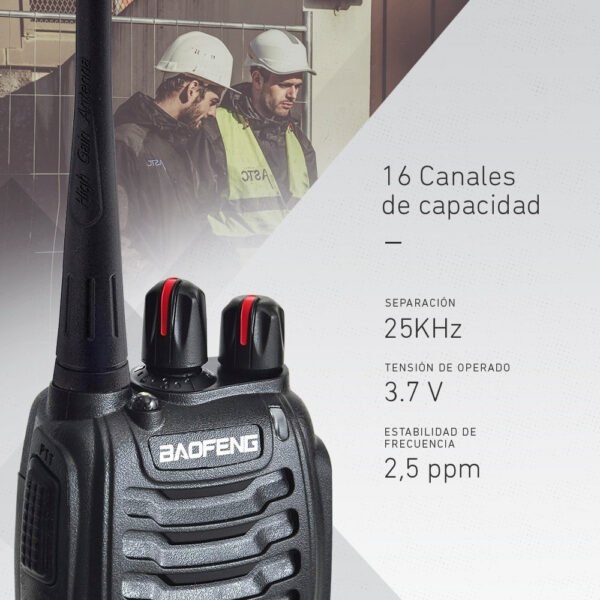 Kit X 2 Handy Baofeng Radio Walkie Talkie Bf888s 16ch Uhf + Auricular Manos Libres Bandas De Frecuencia 16 Color Negro - Imagen 2