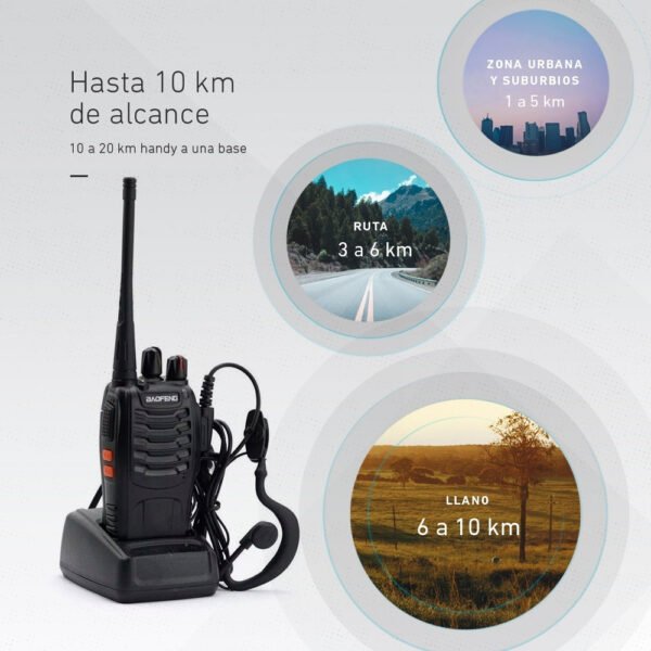 Kit X 2 Handy Baofeng Radio Walkie Talkie Bf888s 16ch Uhf + Auricular Manos Libres Bandas De Frecuencia 16 Color Negro - Imagen 3