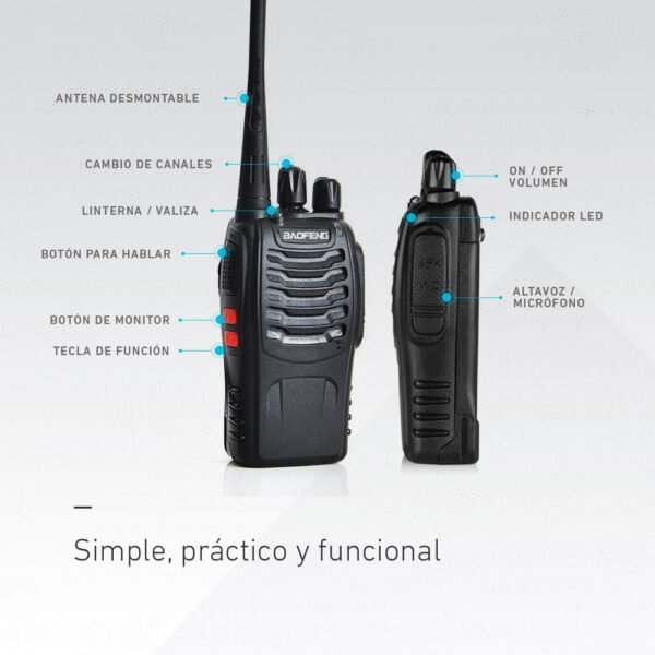 Kit X 2 Handy Baofeng Radio Walkie Talkie Bf888s 16ch Uhf + Auricular Manos Libres Bandas De Frecuencia 16 Color Negro - Imagen 6
