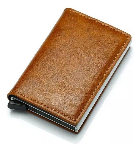 Rfid Billetera 10x1.6cm tarjetero marrón anti clonación