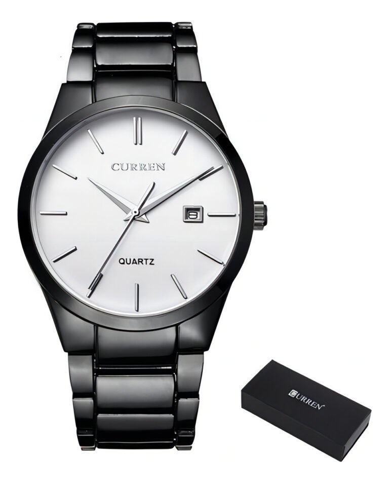 Relojes De Cuarzo Inoxidable Curren Business Para Hombre Color De La Correa Negro/blanco