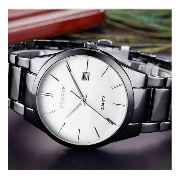 Relojes De Cuarzo Inoxidable Curren Business Para Hombre Color De La Correa Negro/blanco - Imagen 2