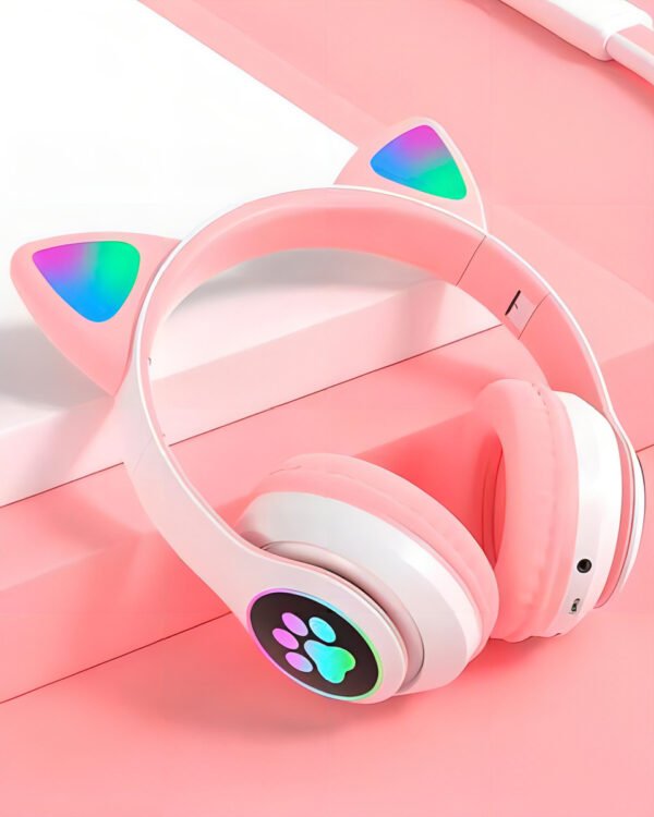 Auriculares Bluetooth Infantiles Gato Goldtech Catbass Color Rosa - Imagen 3