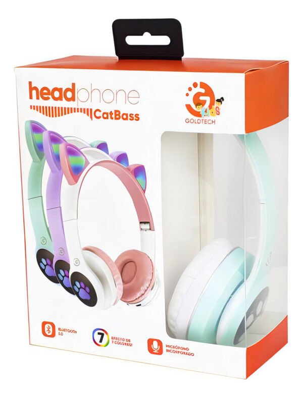 Auriculares Bluetooth Infantiles Gato Goldtech Catbass Color Rosa - Imagen 5