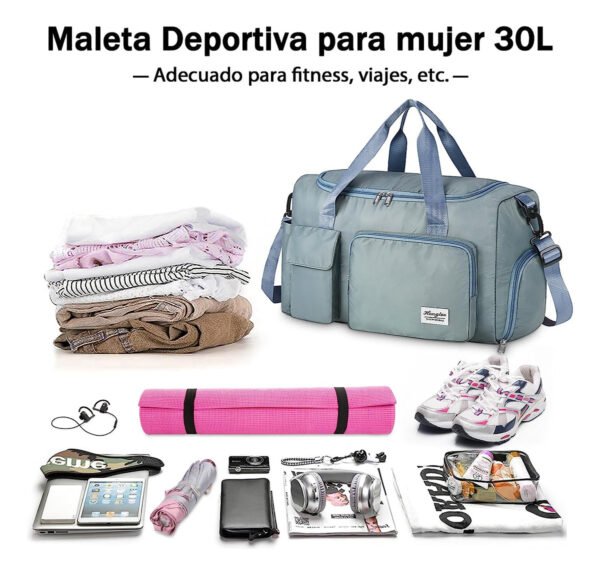 Maleta Deportiva Con Compartimento Para Zapatos Para Mujer Color Azul - Imagen 2