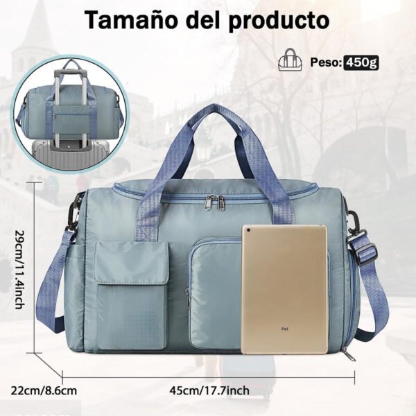 Maleta Deportiva Con Compartimento Para Zapatos Para Mujer Color Azul - Imagen 5