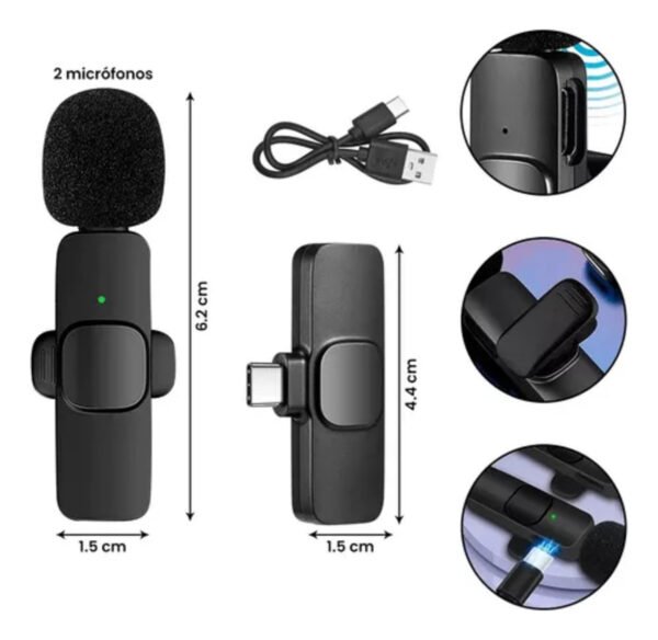 Micrófono Solapa Dual Inalámbrico Celulares iPhone Y Android - Imagen 4