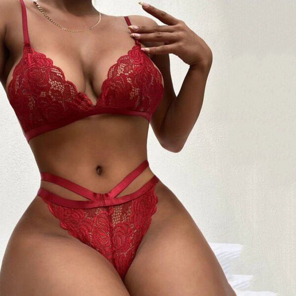 Conjunto Ropa Interior Para Mujer Lencería Sexy Encaje Rojo M