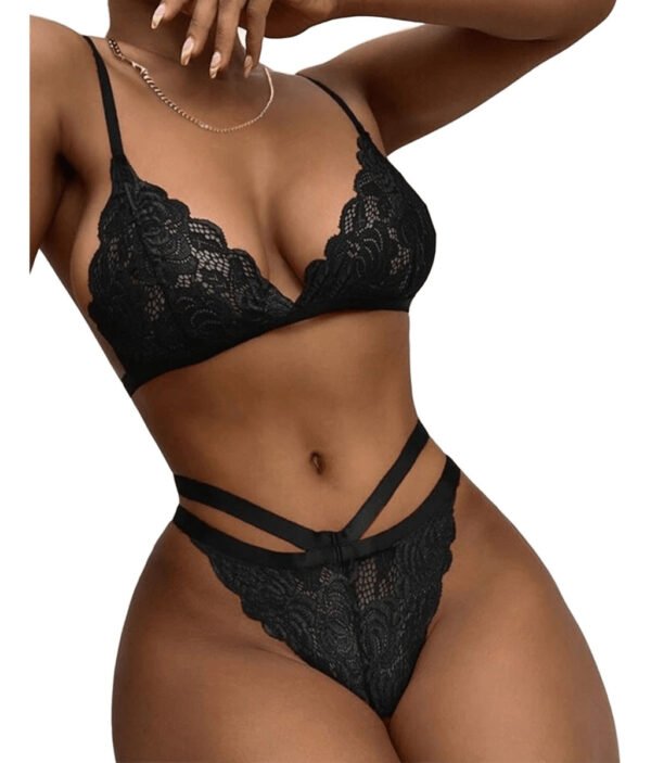 Conjunto Ropa Interior Para Mujer Lencería Sexy Encaje Rojo M - Imagen 8