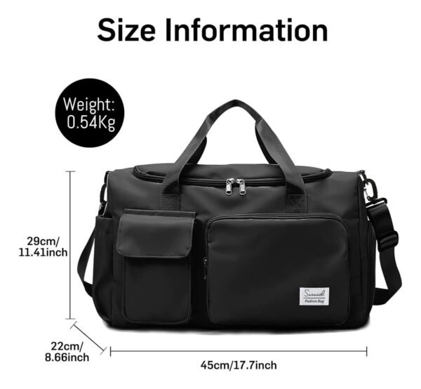 Bolso Viaje Deportivo Futbol Grande Impermeable Gimnasio Negro Lisa - Imagen 2
