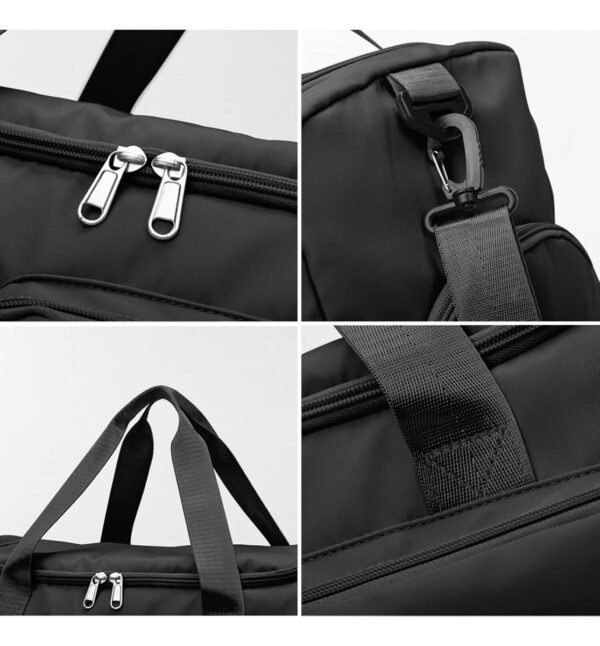 Bolso Viaje Deportivo Futbol Grande Impermeable Gimnasio Negro Lisa - Imagen 6