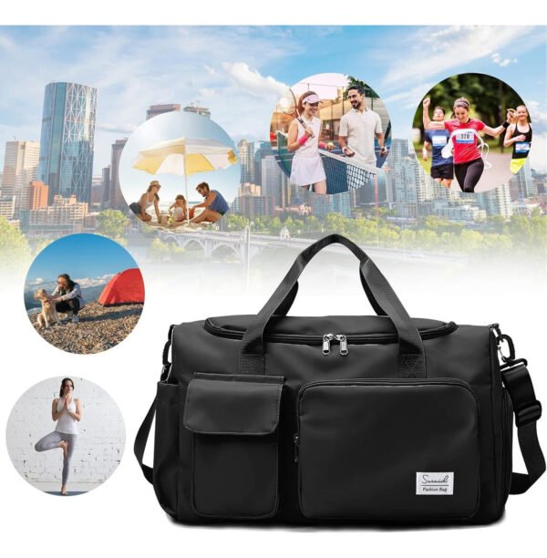 Bolso Viaje Deportivo Futbol Grande Impermeable Gimnasio Negro Lisa - Imagen 8
