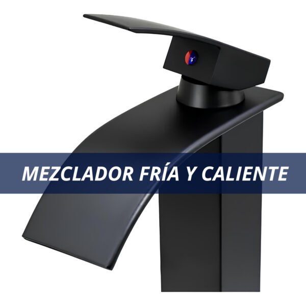 Monocomando Mezcladora Alta Cascada Pileta Bacha De Baño Negro Mate - Imagen 4