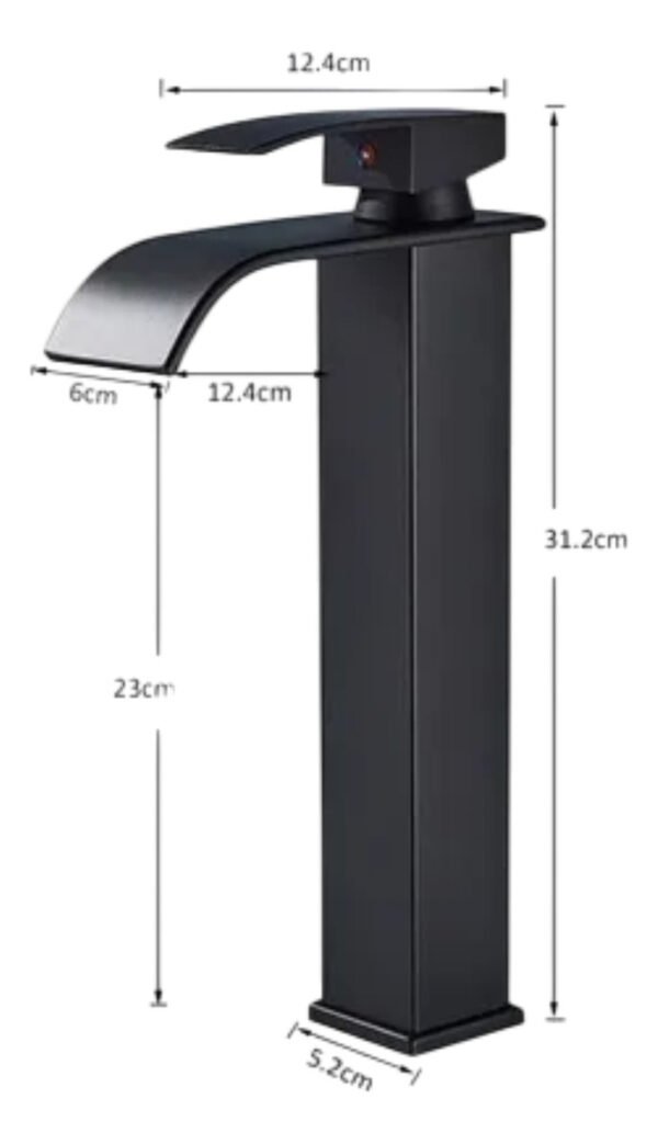 Monocomando Mezcladora Alta Cascada Pileta Bacha De Baño Negro Mate - Imagen 5