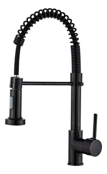 Canilla Grifo Monocomando Flexible Extensible Cocina Mesada Negro Mate