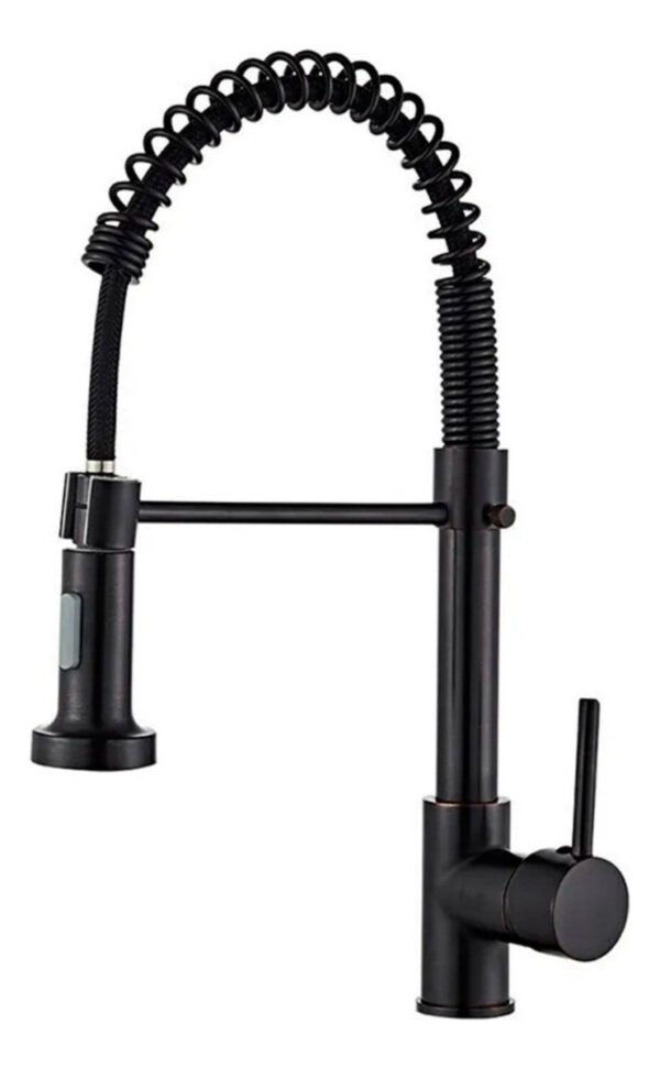 Canilla Grifo Monocomando Flexible Extensible Cocina Mesada Negro Mate