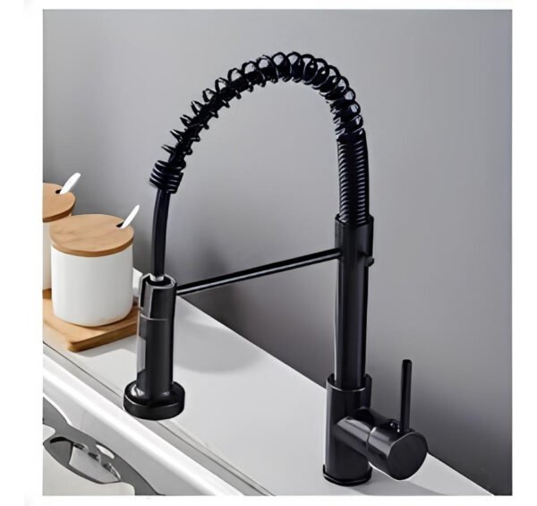 Canilla Grifo Monocomando Flexible Extensible Cocina Mesada Negro Mate - Imagen 4