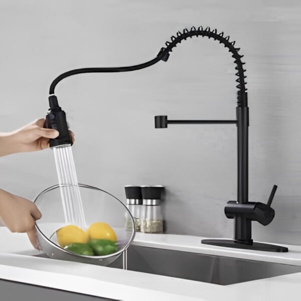 Canilla Grifo Monocomando Flexible Extensible Cocina Mesada Negro Mate - Imagen 5
