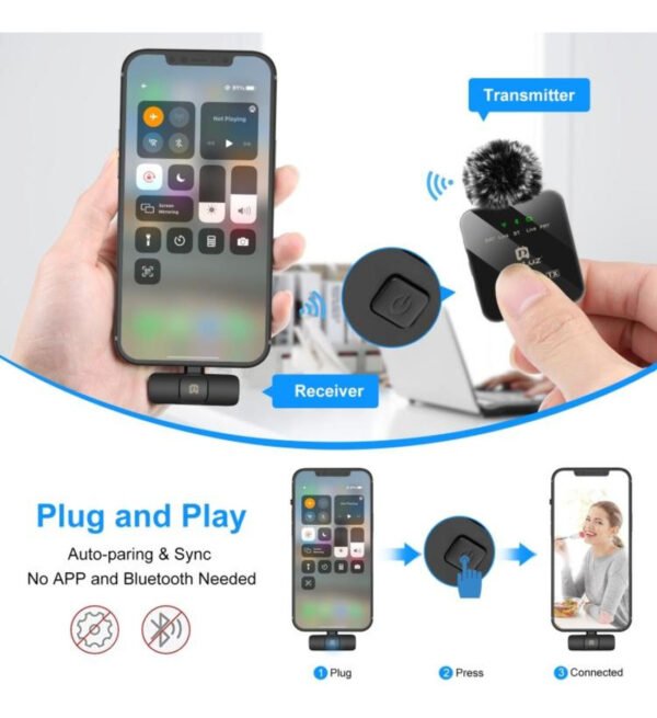 Micrófono Solapa Doble Inalámbrico Premium Para Android/ios - Imagen 5