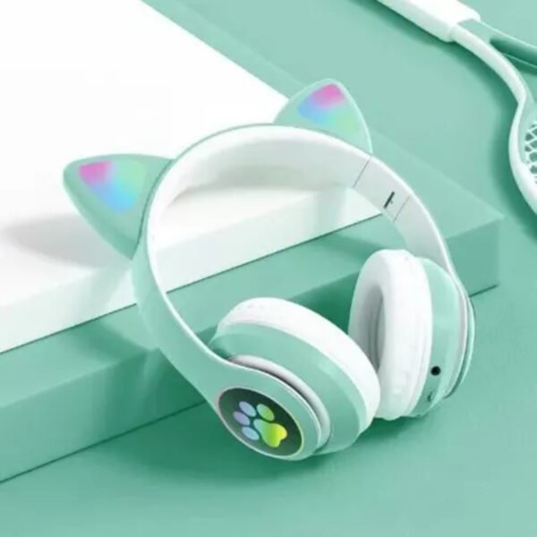 Auriculares Bluetooth Manos Libres Niños Orejas Gatito Luces - Imagen 2